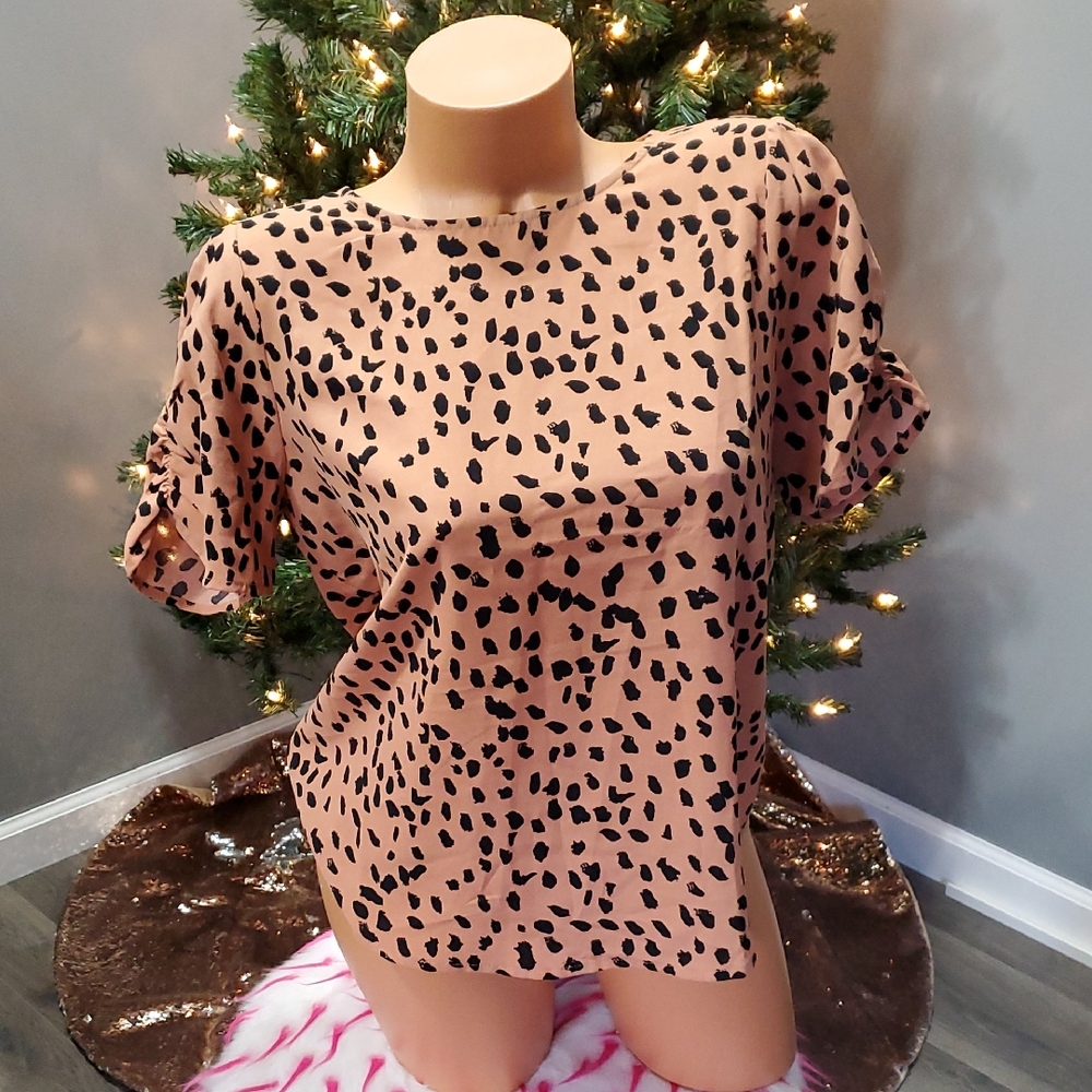 PaperMoon animal print tie in the back top S NWOT